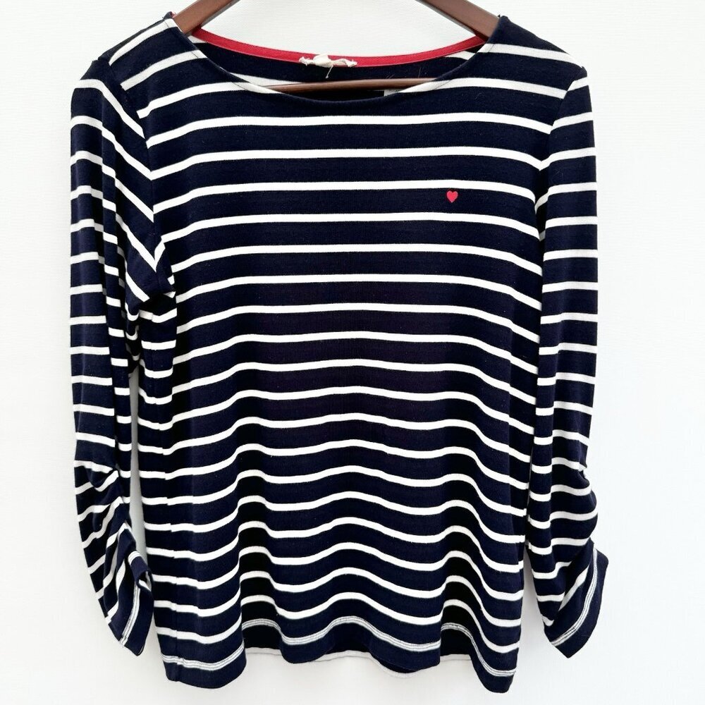 Jane and Delancey Nautical Boat Neck Long-sleeve Tee Stripped Navy White Small